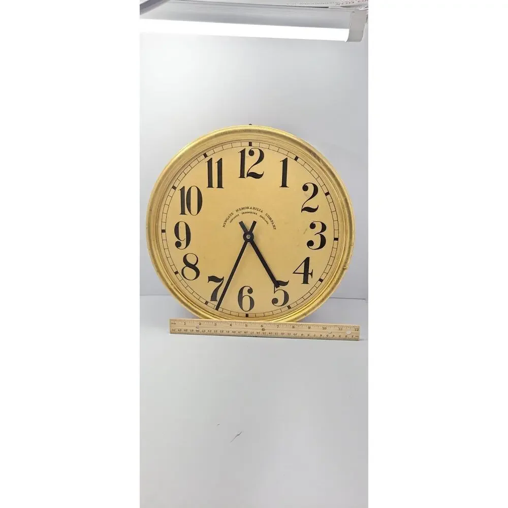 Newgate Memorabilia Wall Clock Distressed Gold Vintage Farmhouse England...